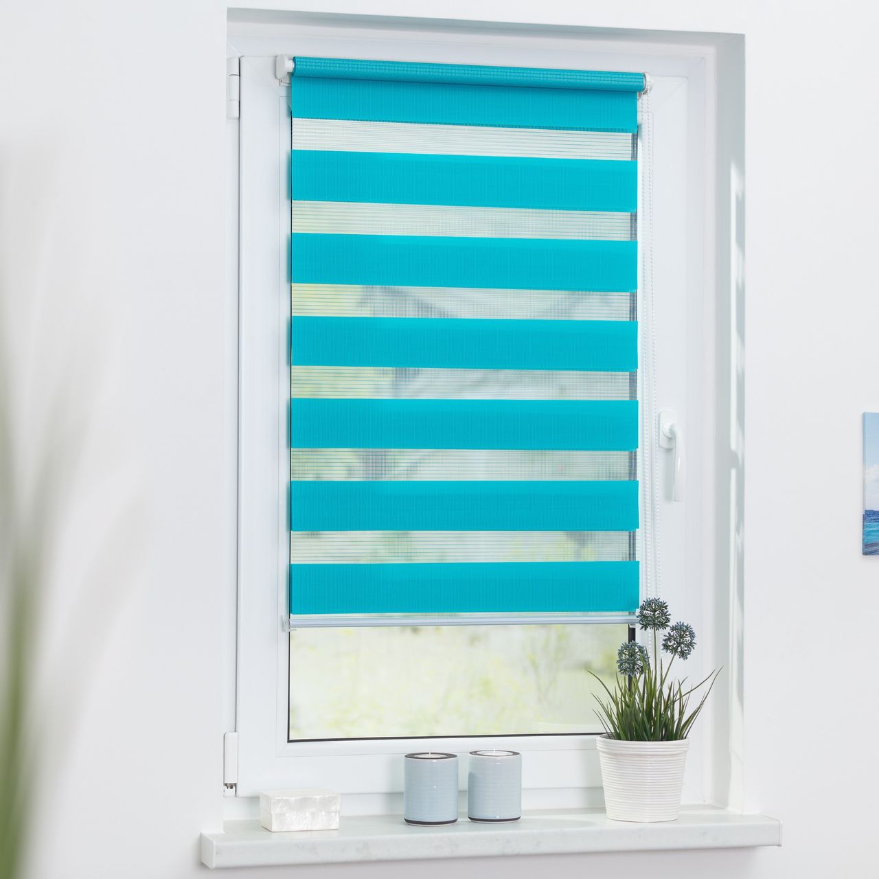 Lichtblick Duo-Rollo Klemmfix, ohne Bohren - Blau, 90 cm x 220 cm (B x L)