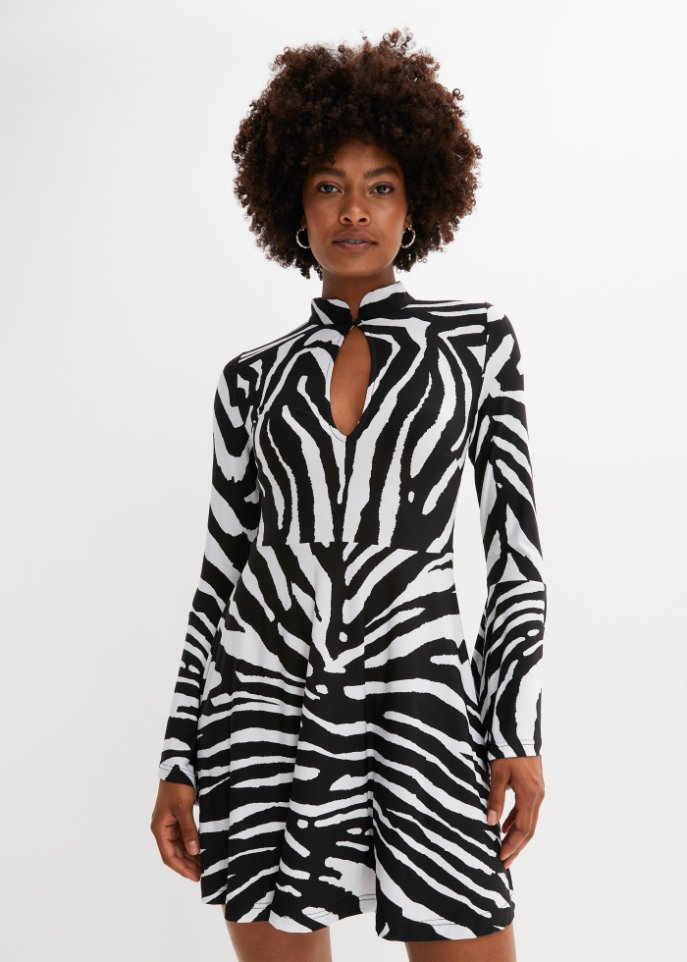 Jerseykleid mit Trompeten-Ärmel