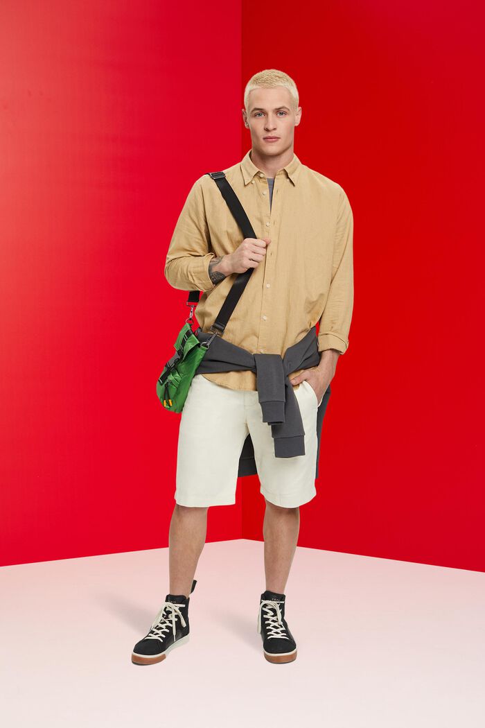 Button-Down-Hemd aus Baumwolle und Leinen