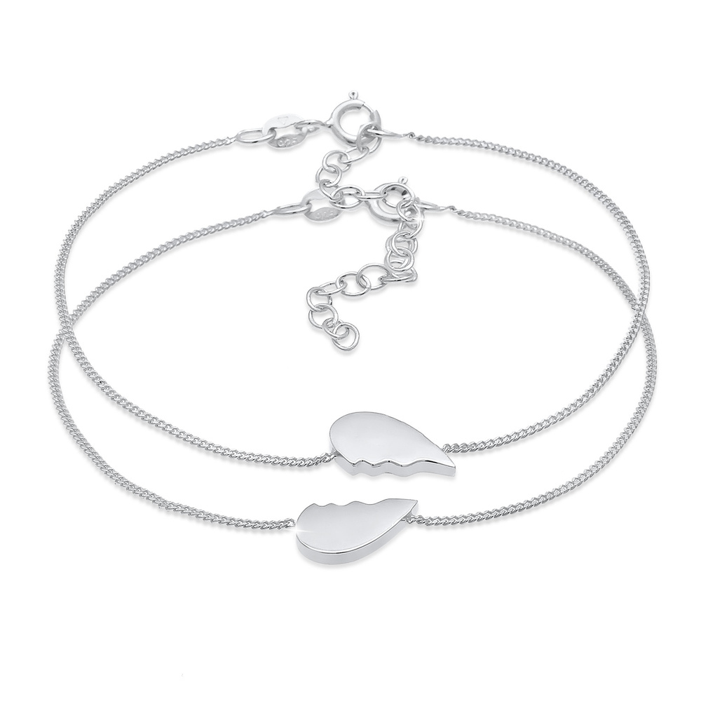 Elli Elli Bracelet Coeur de dame en demi-amitié Love Bond ajustable en argent sterling Bracelet