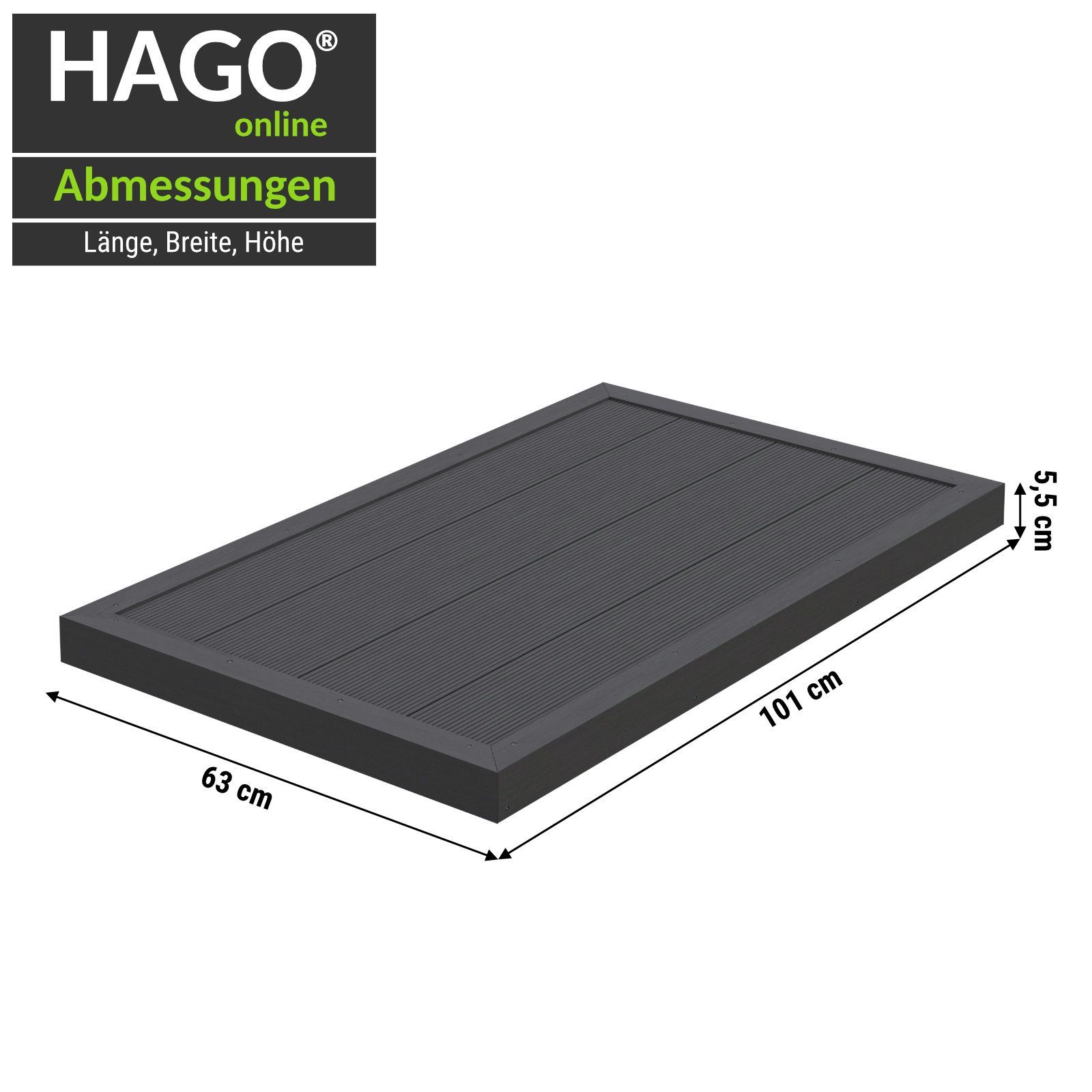 HAGO Solardusche WPC Bodenelement Gartendusche Solardusche Bodenplatte Pool Stehbrett