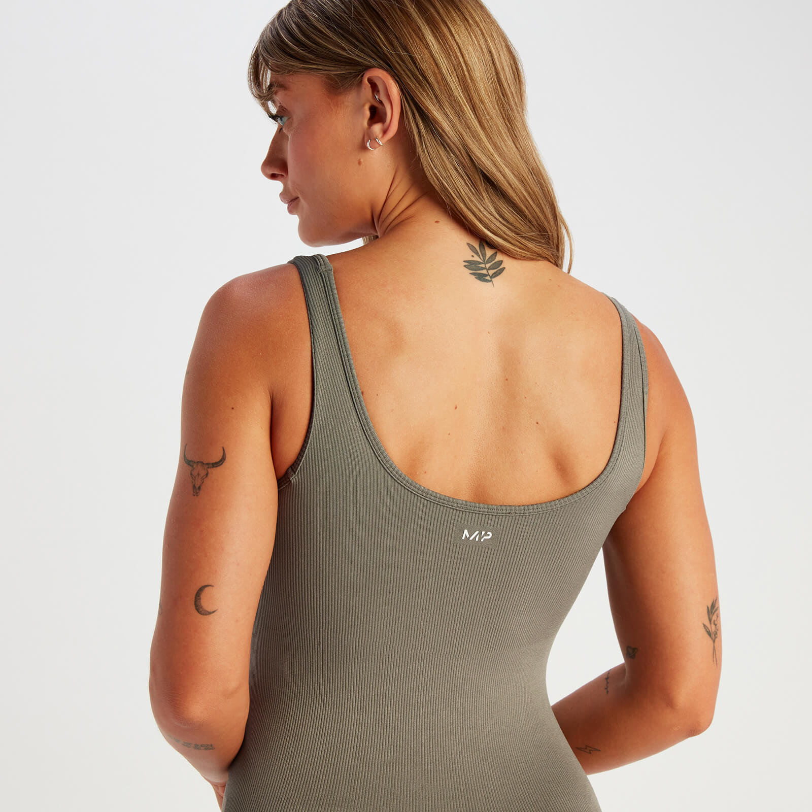 Combinaison moulante côtelée sans coutures MP Tempo pour femmes – Taupe foncé