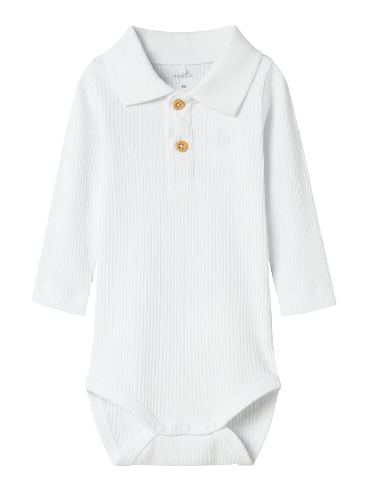 name it Hemdbody NBMFRIMAN LS POLO BODY in bright white/Logo günstig kaufen