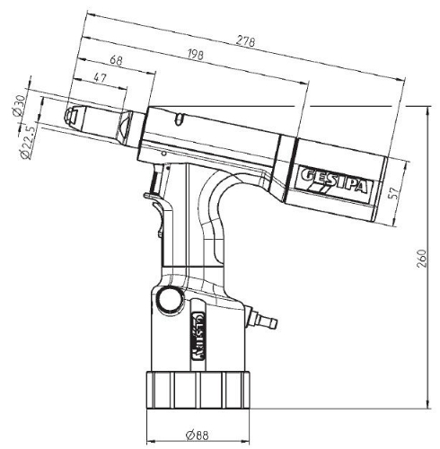 Gesipa 217560001 Taurus 1 Pneumatisch Blindklinknageltang 2.4-4.0 mm