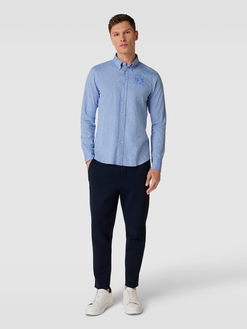 Freizeithemd mit Label-Stitching in bleu