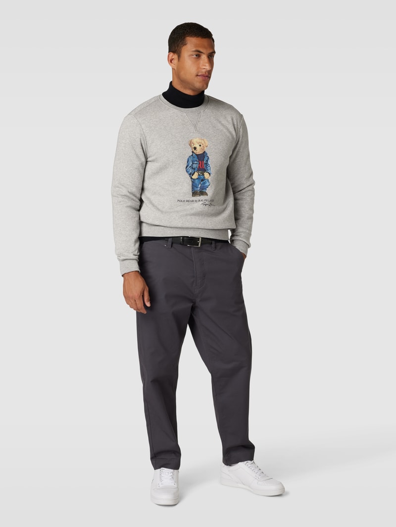 Sweatshirt mit Label-Print in hellgrau