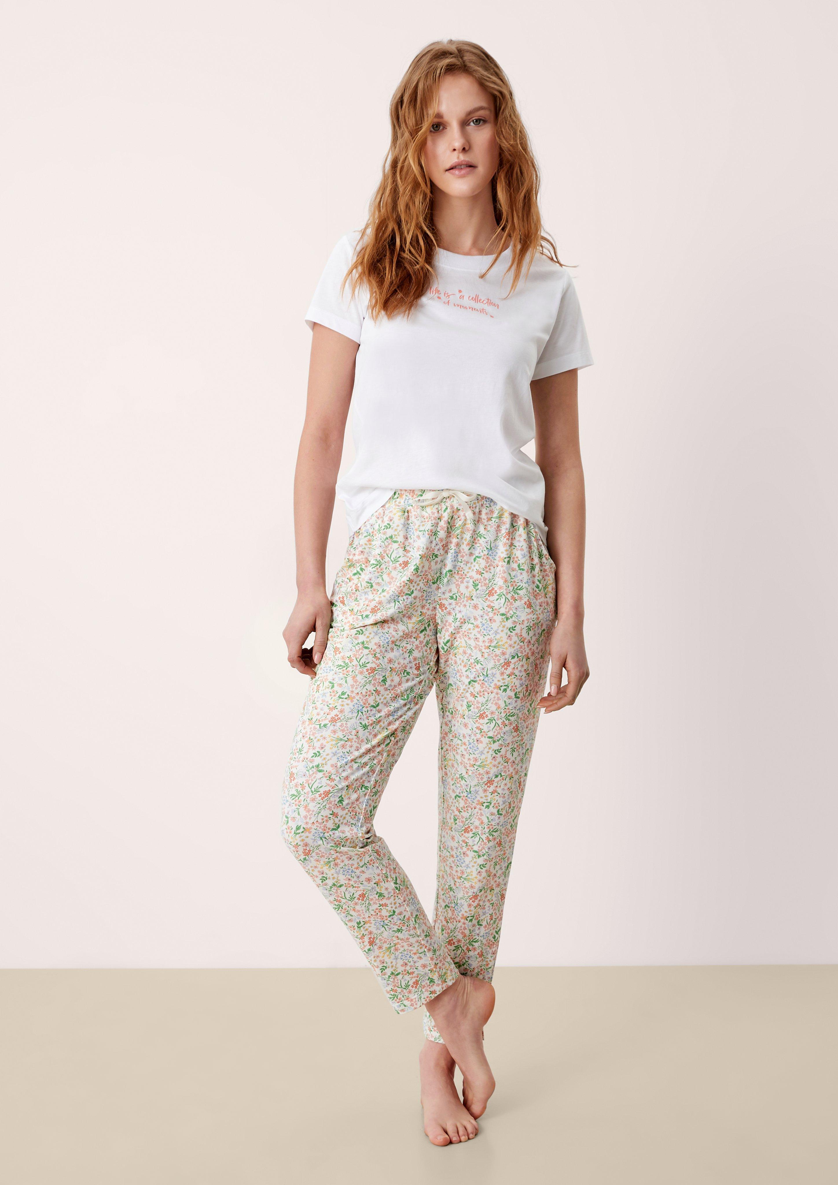 Lange Pyjamahose aus Viskosemix  6006978-09A1
