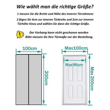 CALIYO Insektenschutz-Tür Magnet Fliegengitter Tür Insektenschutz 100X200cm, Fliegengittertüren Magnetvorhang Balkontür Ohne Bohren