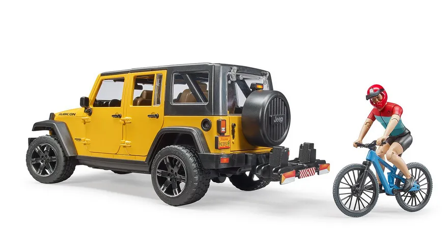 BRUDER - Jeep Wrangler Rubicon Unlimited mit Mountainbike und Radfahrer