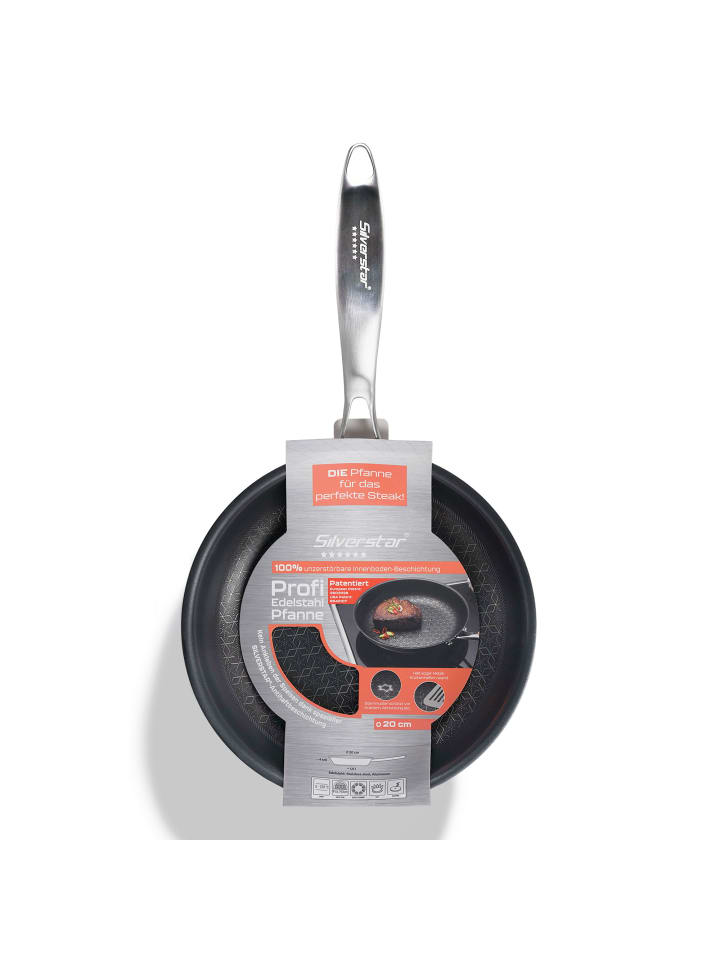 Stoneline Edelstahlpfanne Bratpfanne | ohne Deckel in Edelstahl | 20cm günstig kaufen 20 cm