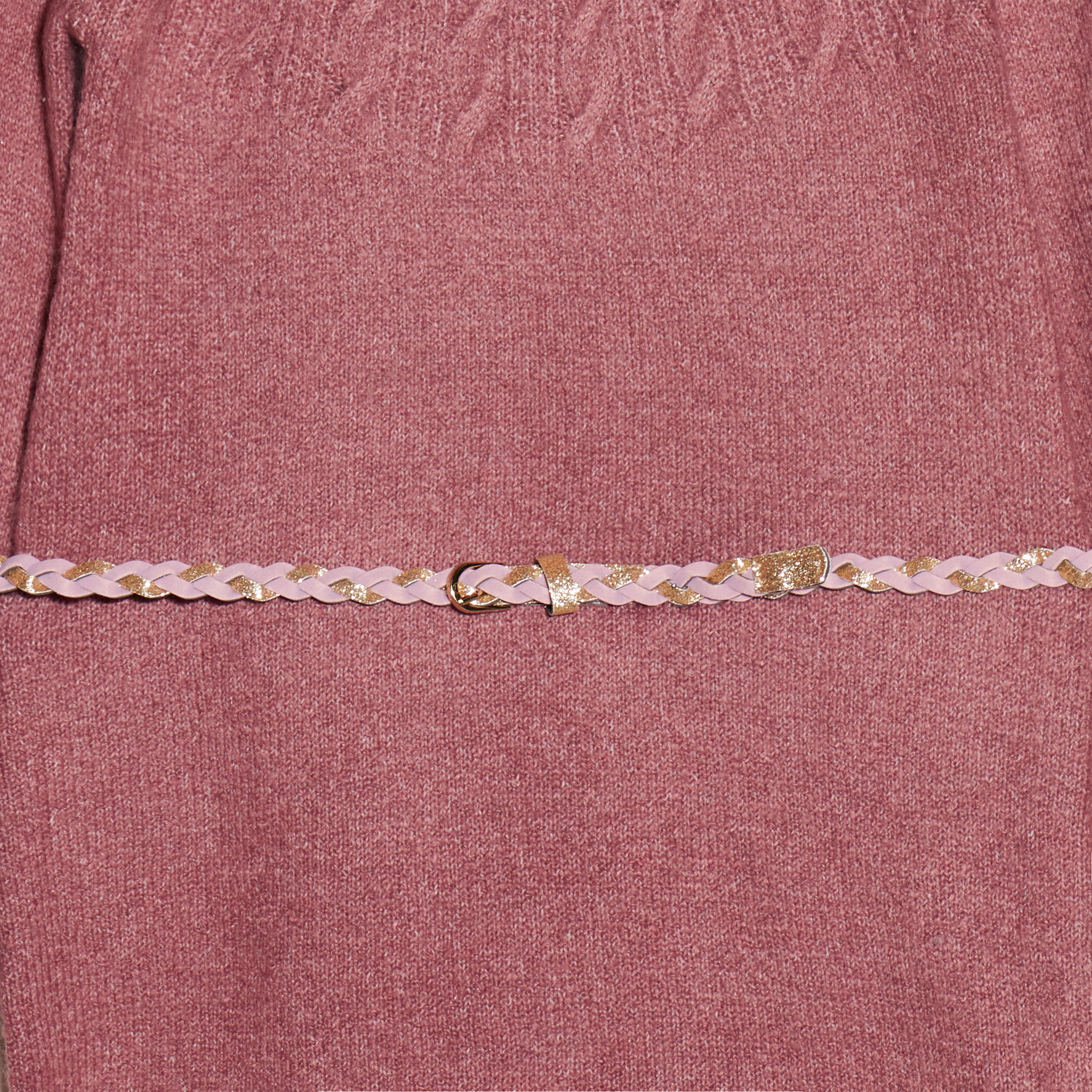 Robe pull droite ceinturée violet foncé fille | La Halle