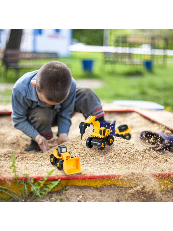 relaxdays 6tlg. Kinderbaustellenfahrzeuge Set in Gelb günstig kaufen onesize