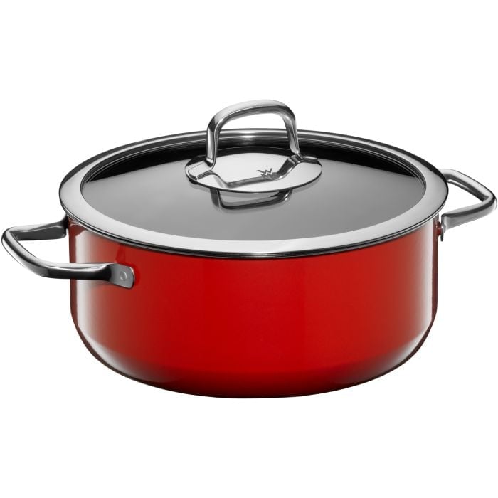 Fusiontec Compact Bratentopf mit Glasdeckel, 24 cm, Red