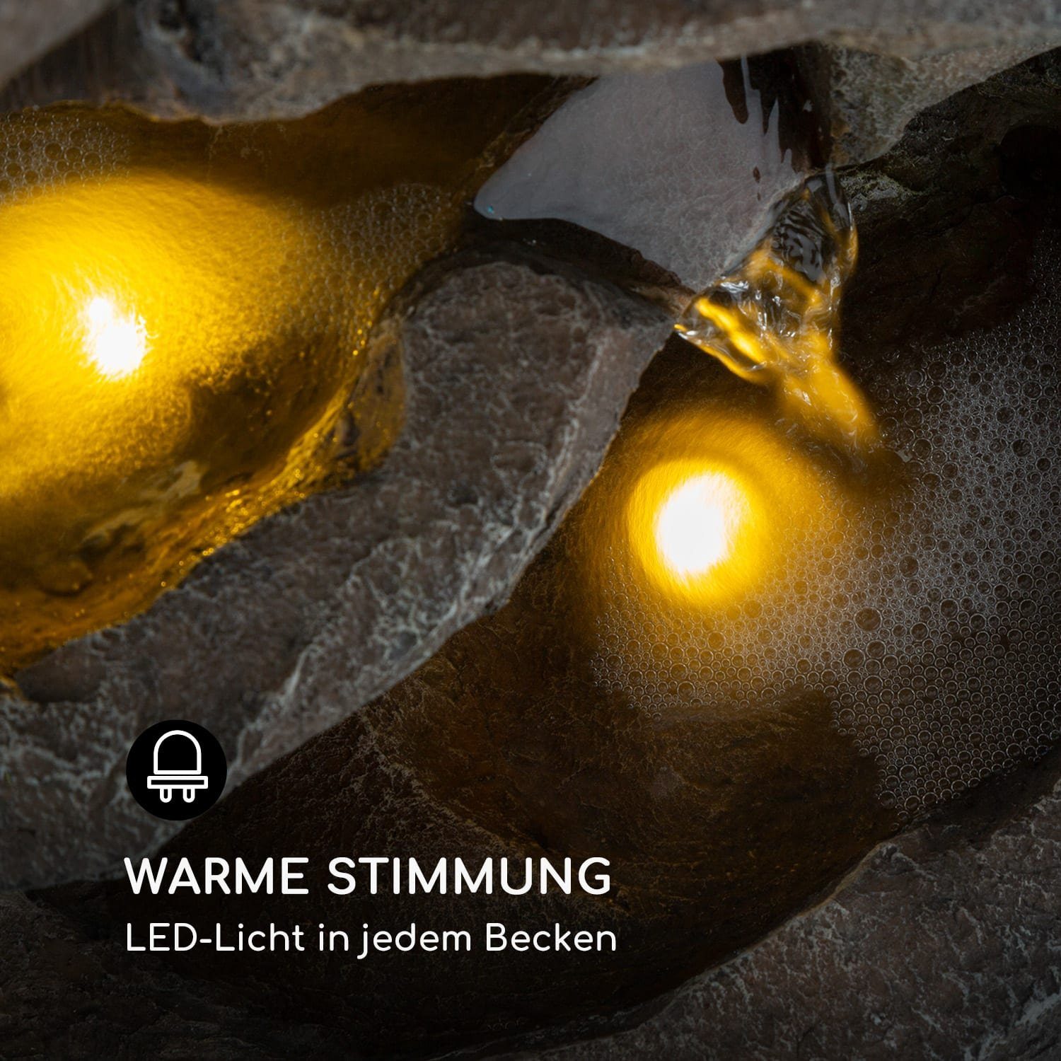 blumfeldt Wasserspiel Stonehenge Solarbrunnen, (Set, 5 tlg., inkl. Pumpe,Solarpanel;LED-Beleuchtung und Anschlussmaterial), spring zimmer zier brunnen led-beleuchtung terasse solar outdoor