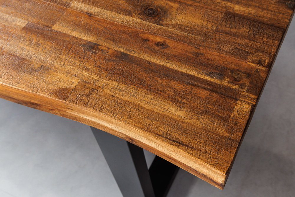 riess-ambiente Baumkantentisch GENESIS 180cm natur / grau (Einzelartikel, 1-St), Massivholz · Metall · Kufen-Gestell· 3,5cm Platte · Akazie · geölt