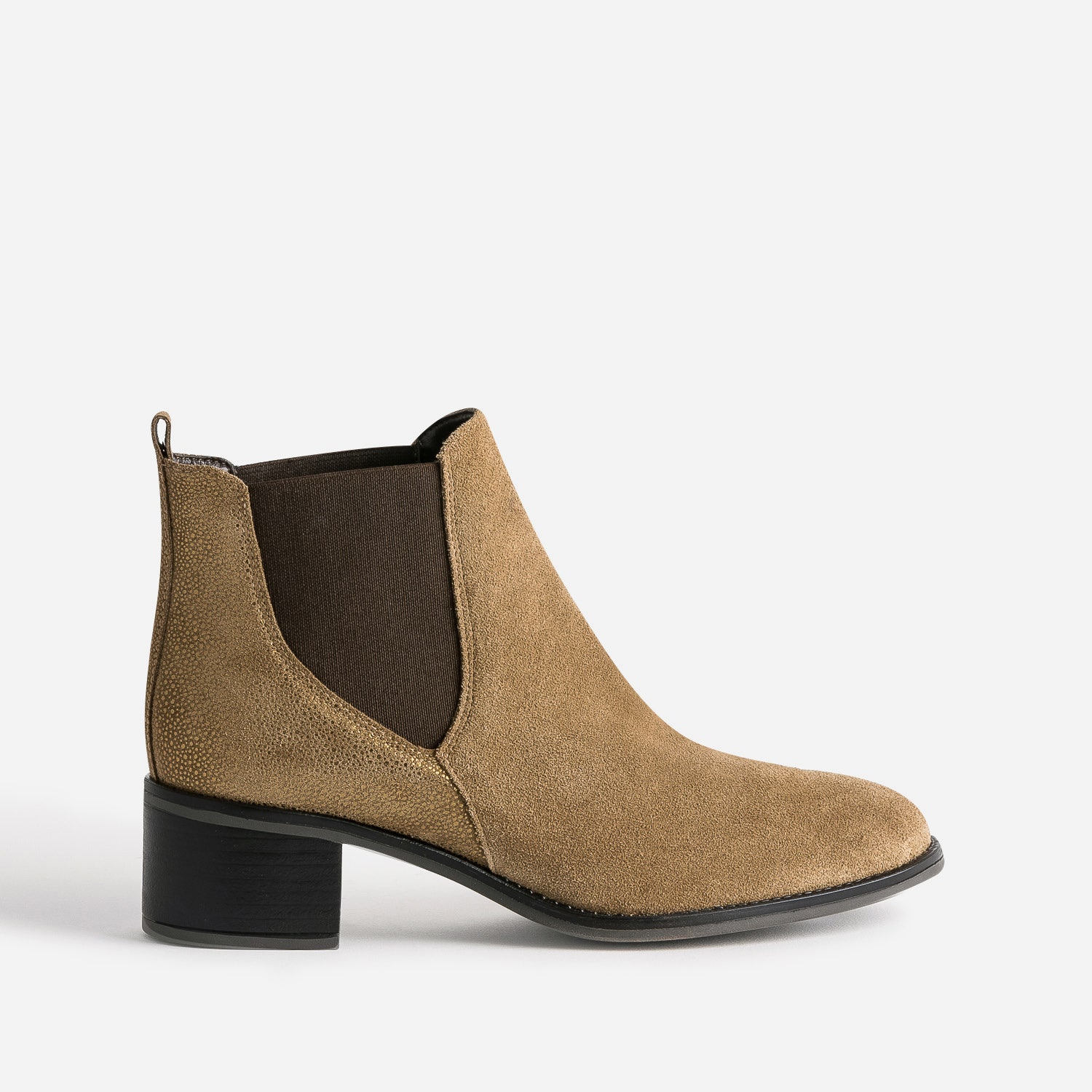 Chelsea boots éco-conçu taupe en cuir velours