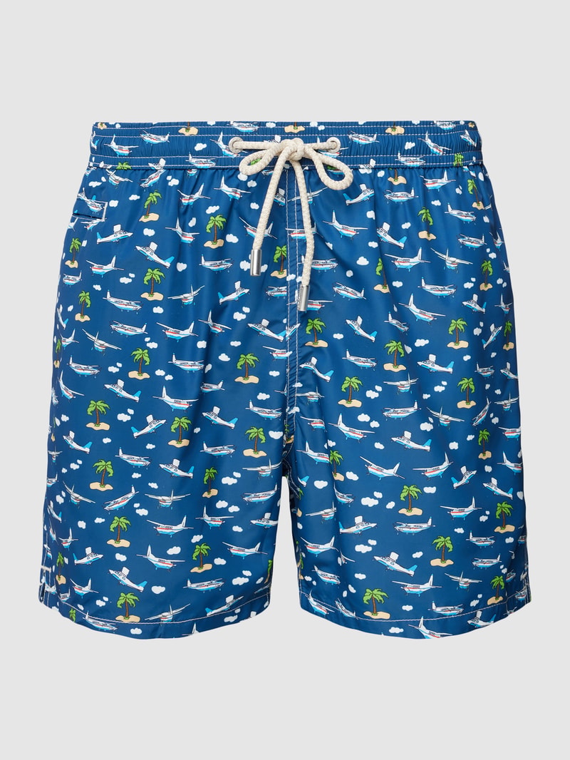 Badehose mit Allover-Print Modell 'FANTASY' in marineblau