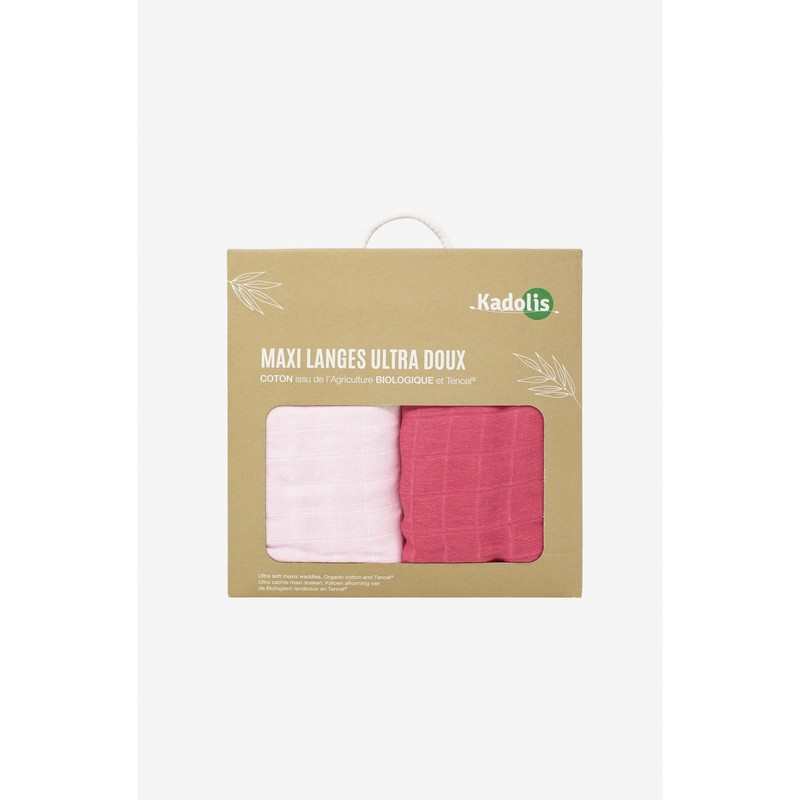 Set de 2 maxi langes ultra doux TENCEL Coton Bio unis