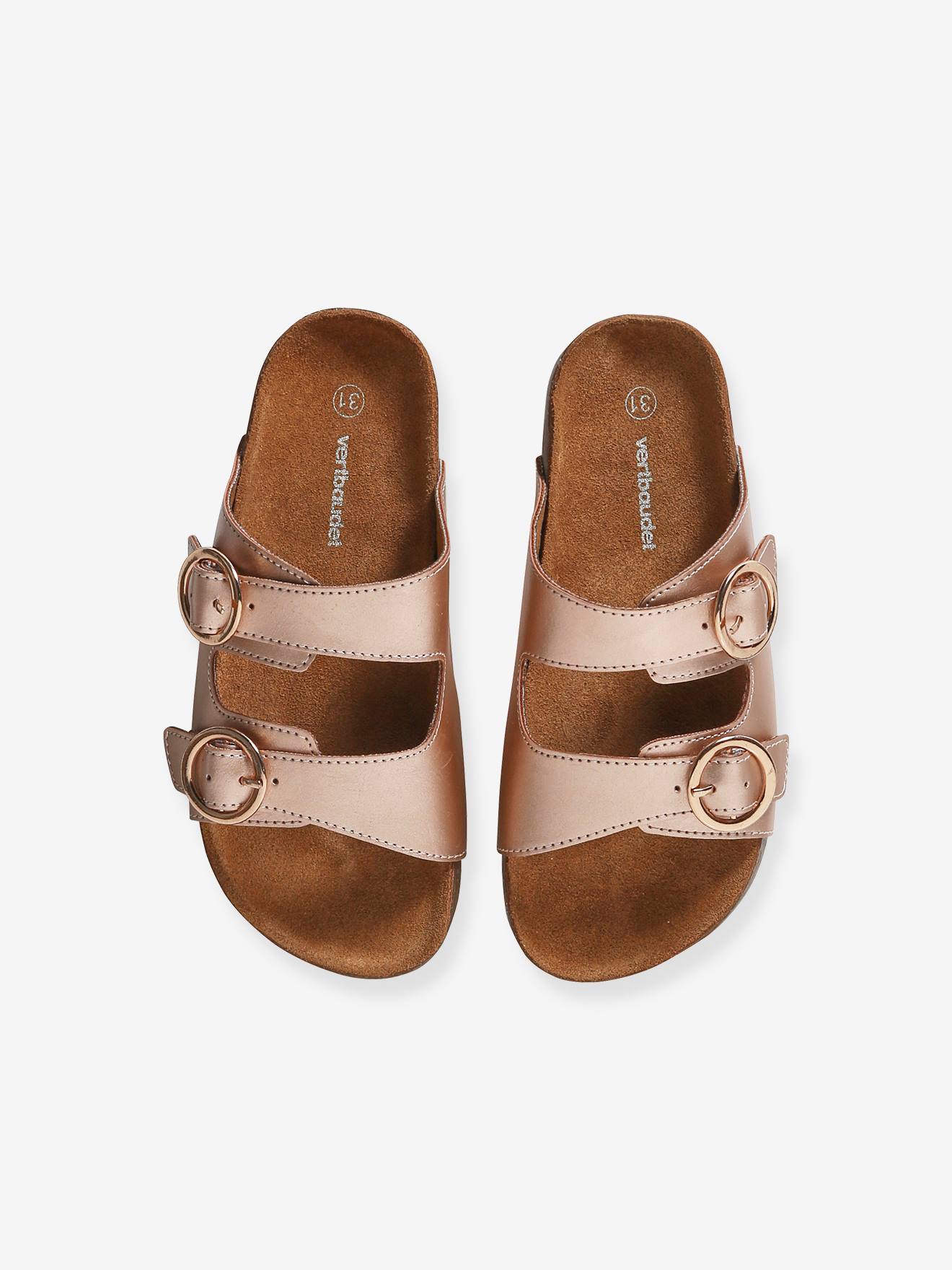 Vertbaudet Kinder Sandalen mit 2 verstellbaren Riemen - gold