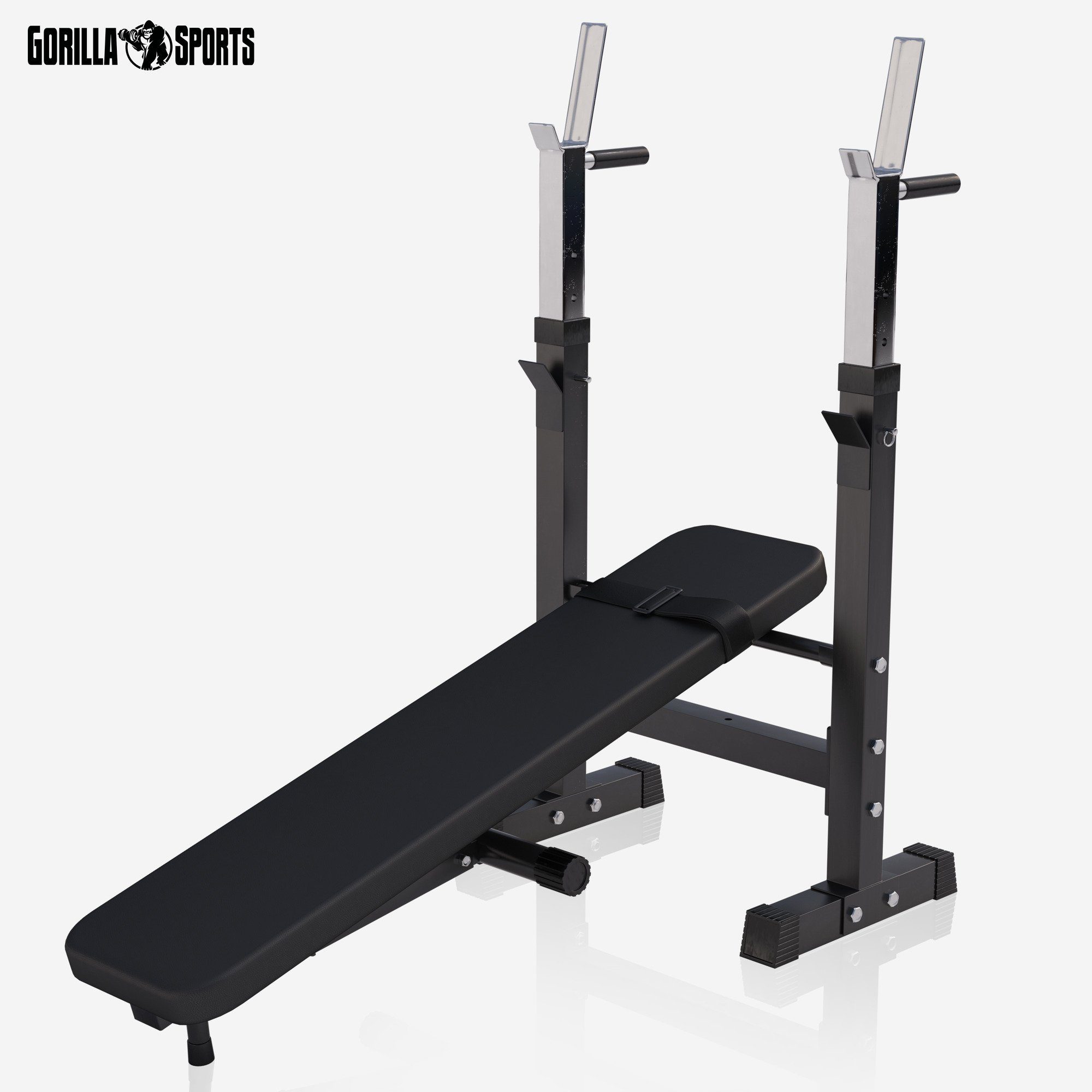GORILLA SPORTS Hantelbank inkl. Hantelset 38/70 kg, Ablage und Dip-Station,Verstellbar, Klappbar