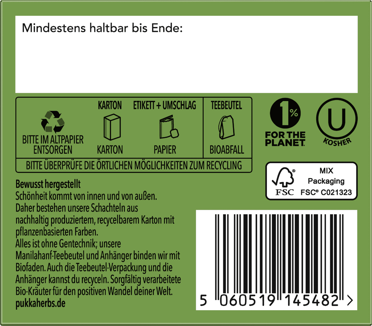 Kräutertee \Peace\ mit Grüner Minze, Ashwagandha, Hanföl (20 Beutel), 30 g