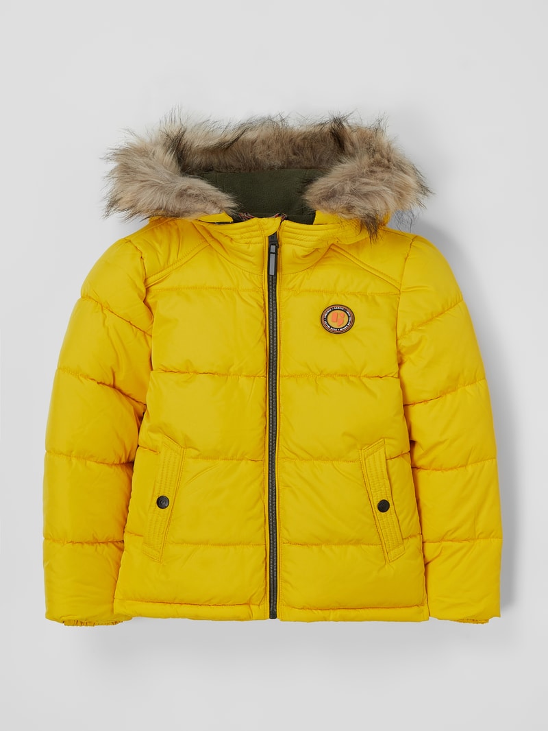 Steppjacke mit abnehmbarem Webpelzbesatz in gelb