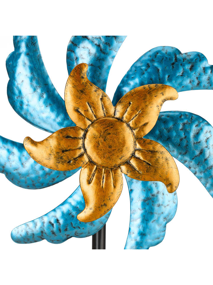 relaxdays Windrad in Blau/ Gold - (B)30 x (H)120 x (T)12,5 cm günstig kaufen onesize