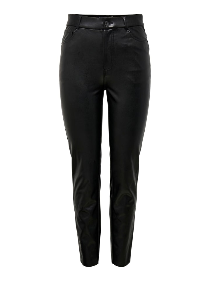 ONLY High WaistPU Kunstleder Hose Stretch Pants Beschichtet ONLEMILY in Schwarz günstig kaufen XL