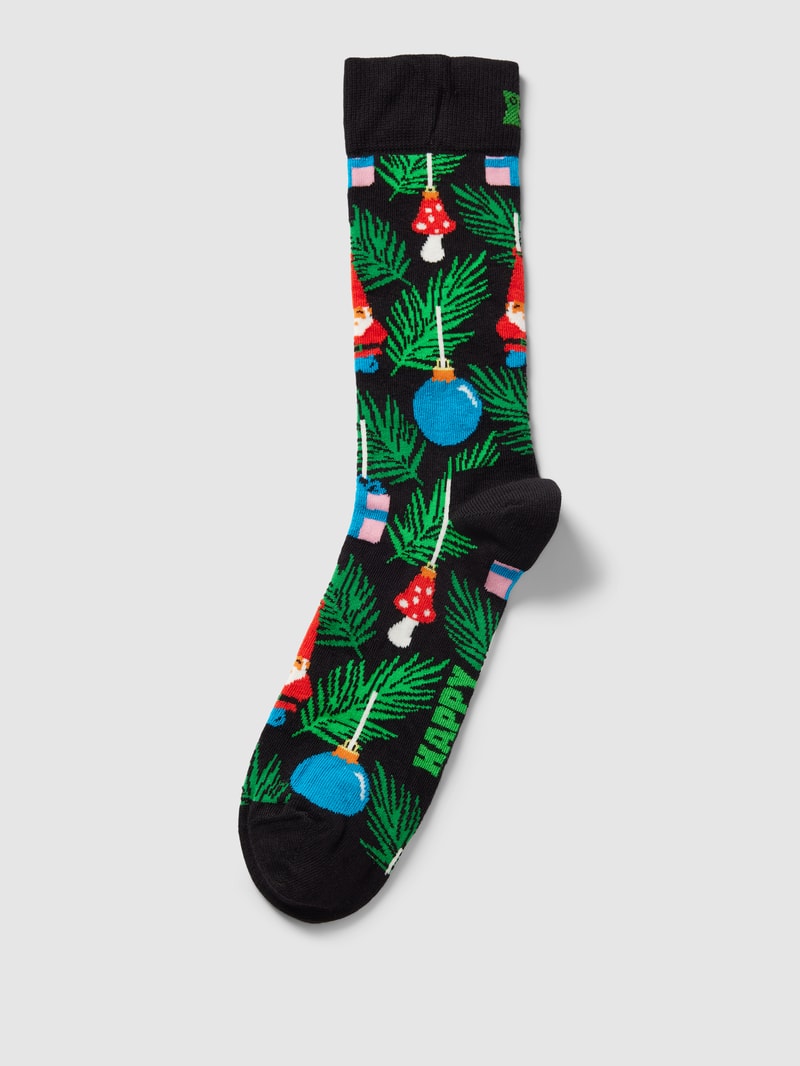 Socken mit Motiv-Print Modell 'Christmas Tree Decoration' in schwarz