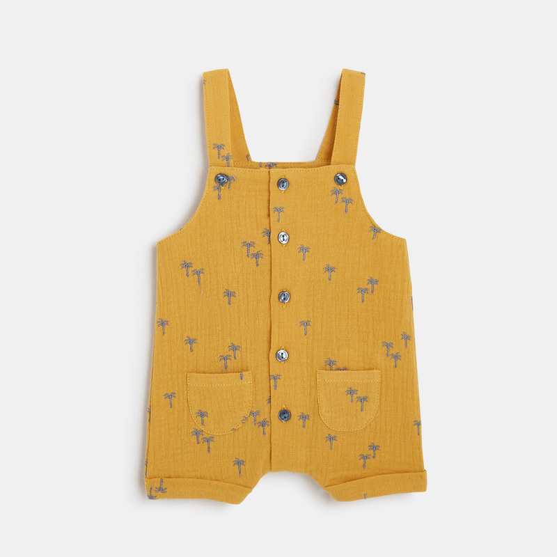 Ensemble t-shirt et salopette courte bébé garçon jaune Absorba