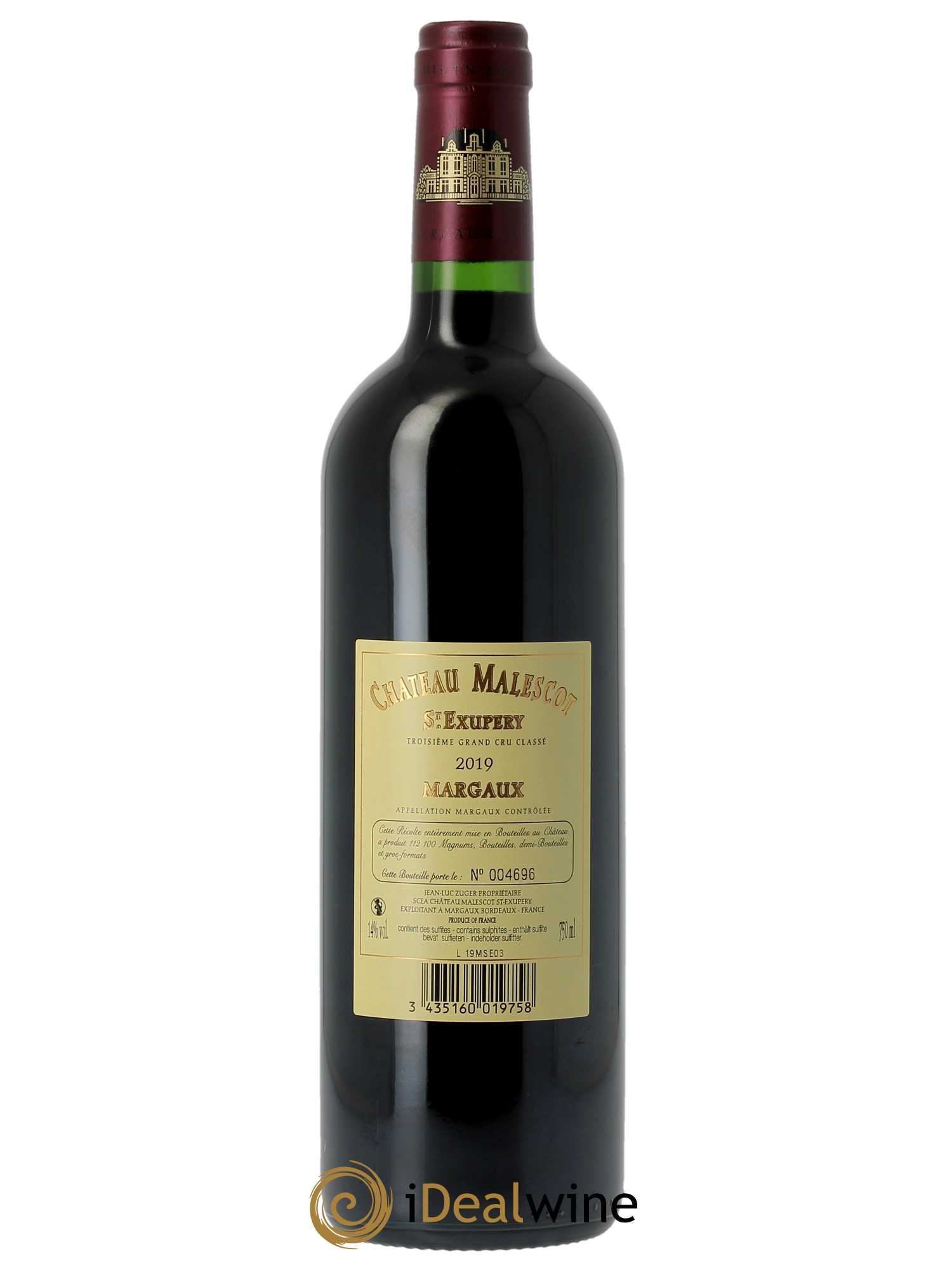 Château Malescot Saint-Exupéry 3ème Grand Cru Classé (CBO à partir de 6 BTS) 2019 - Lot de 1 Bouteille