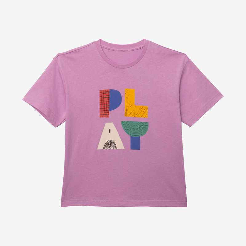 T-shirt fille typo couleur en coton biologique violet Catimini