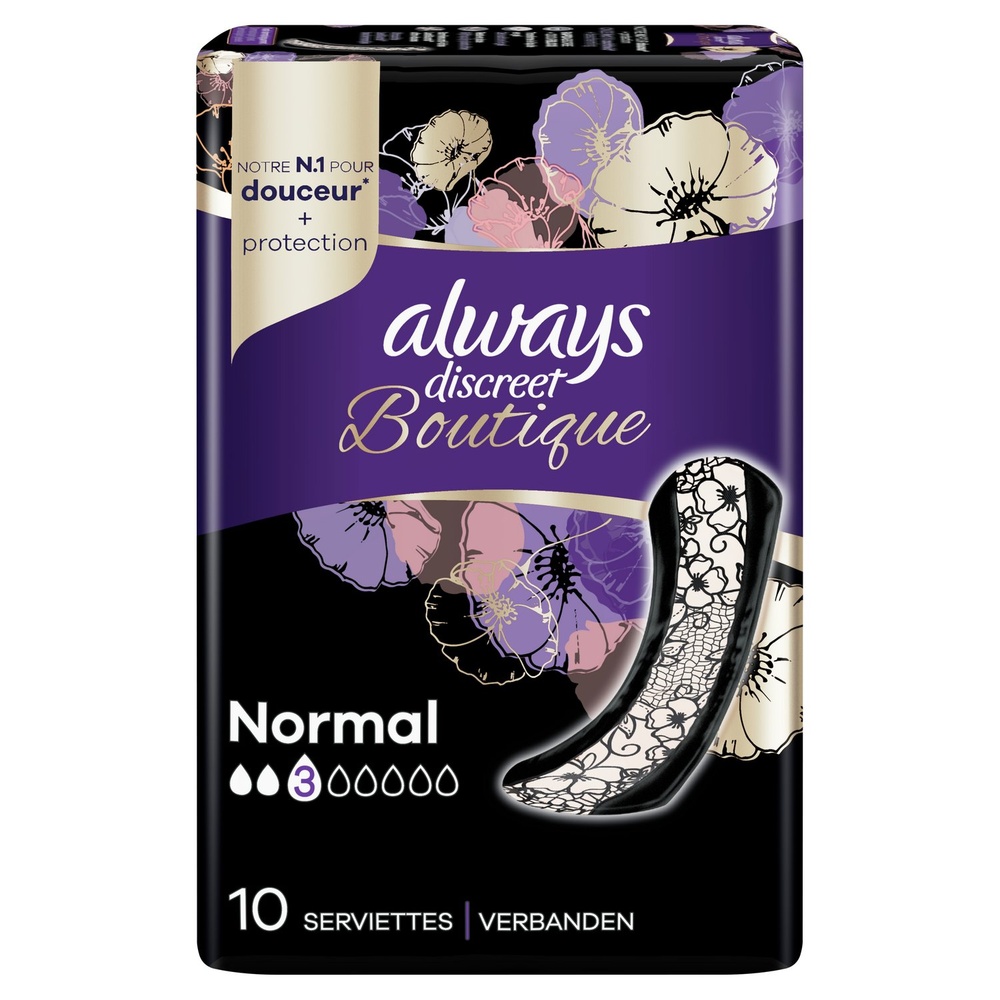 always Always Discreet Boutique Pour Fuites Urinaires x10 Serviettes Hygiéniques Pour Fuites Urinaires