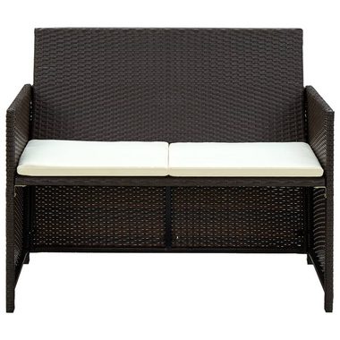 vidaXL Loungesofa 2-Sitzer-Gartensofa mit Polstern Braun Poly Rattan, 1 Teile