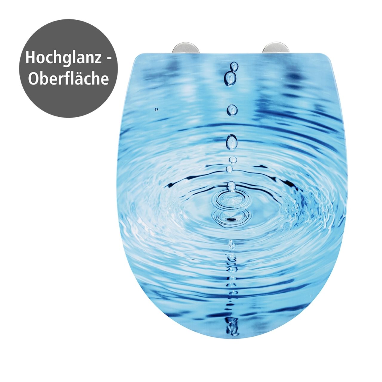 Wenko Toilettensitz Droplets Hochglanz, WC-Sitz mit Absenkautomatik, Schnellbefestigung