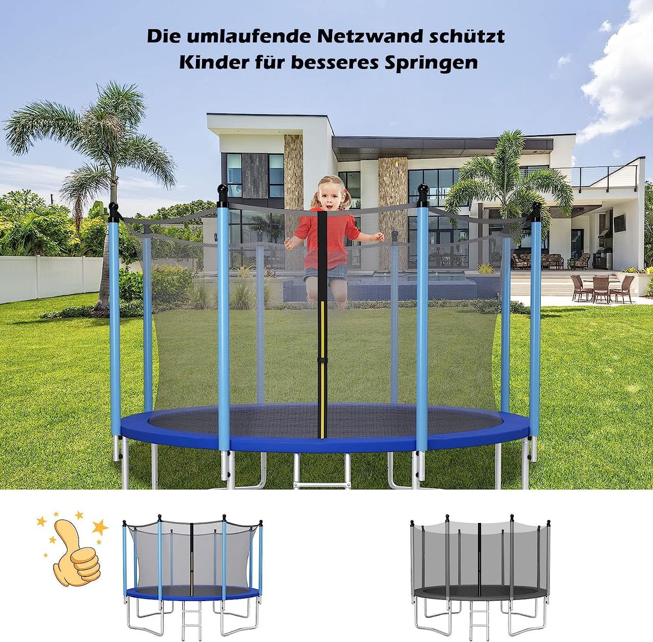 Costway COSTWAY Ø457cm Trampolin Sicherheitsnetz für Gartentrampoline