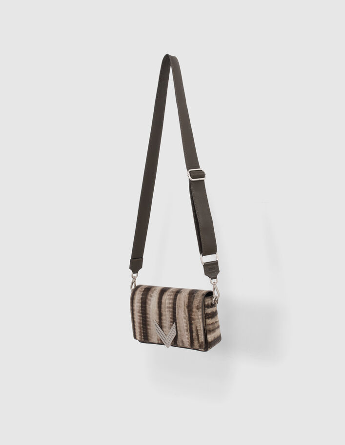 Le sac 111 en cuir kaki imprimé tie and dye Femme