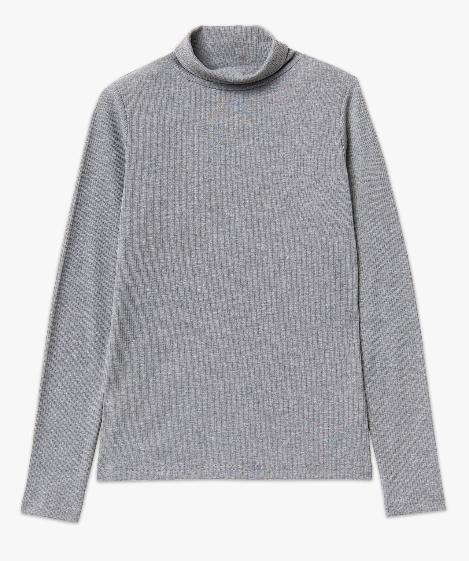 Tee-shirt à manches longues et col roulé en maille ctelée femme