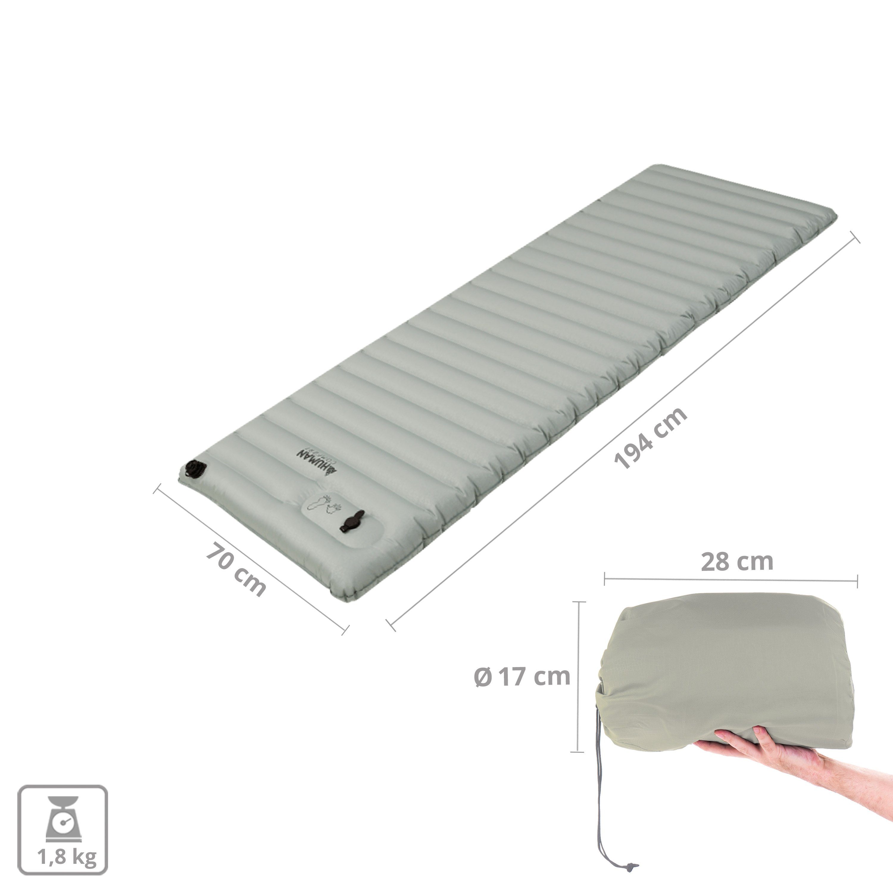 Human Comfort Luftbett Luftbett Durtal Single Isomatte, Camping Luftmatratze Pumpe 10 cm
