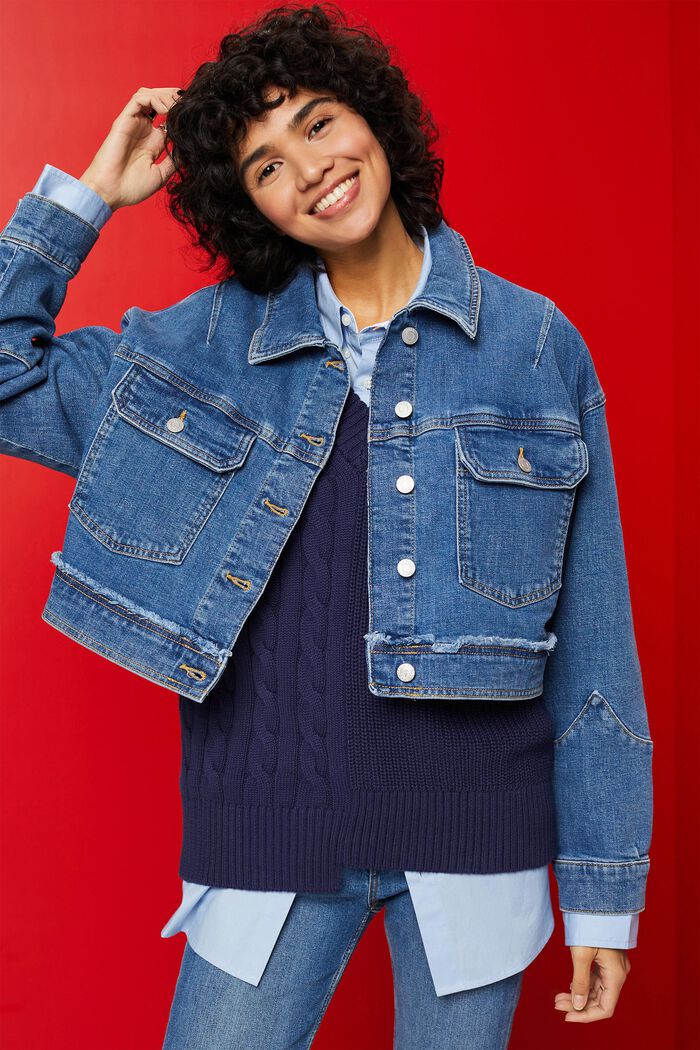 Oversize Jeansjacke in Cropped-Länge