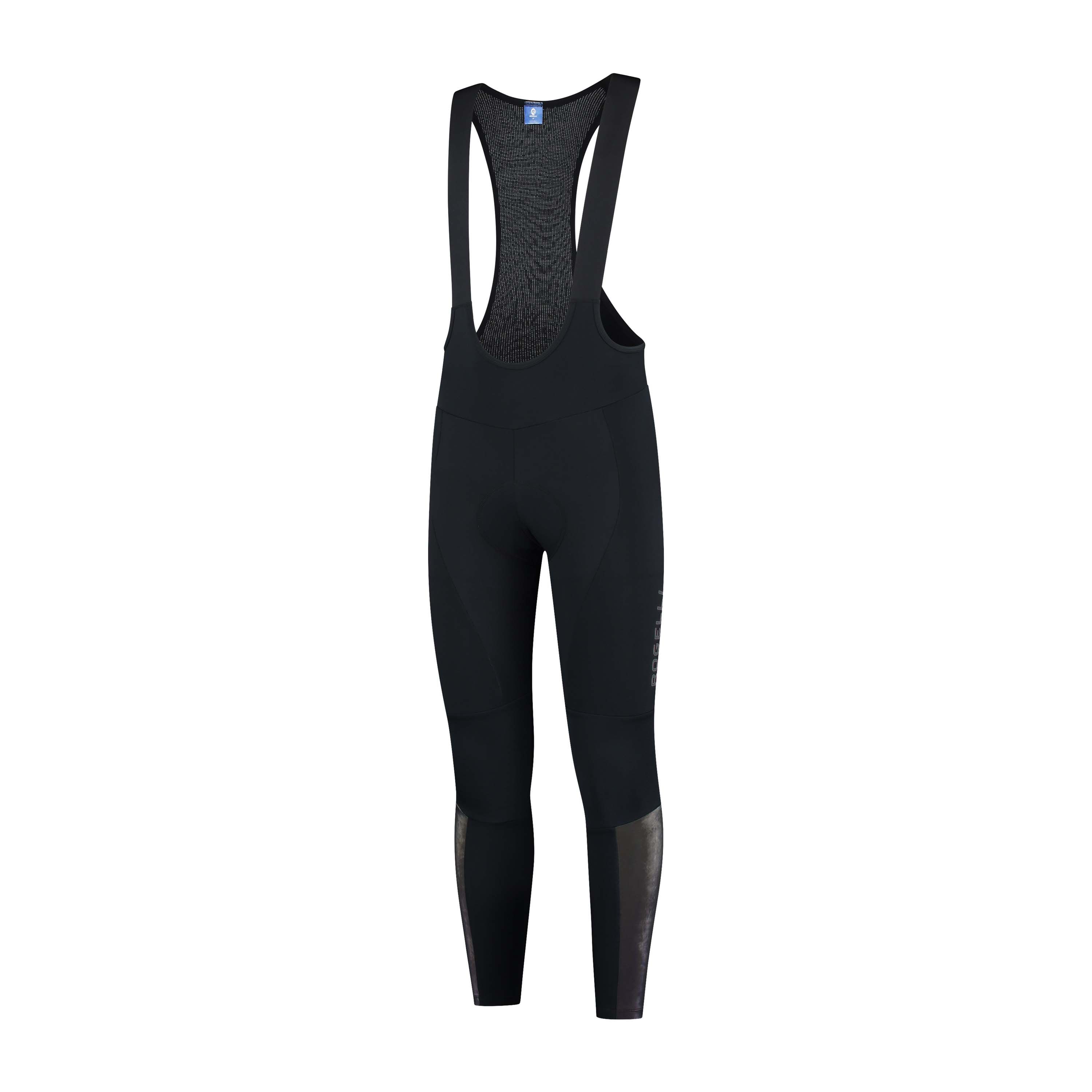 Rogelli Essential HI VIS Black Herren lange Radhose mit Träger