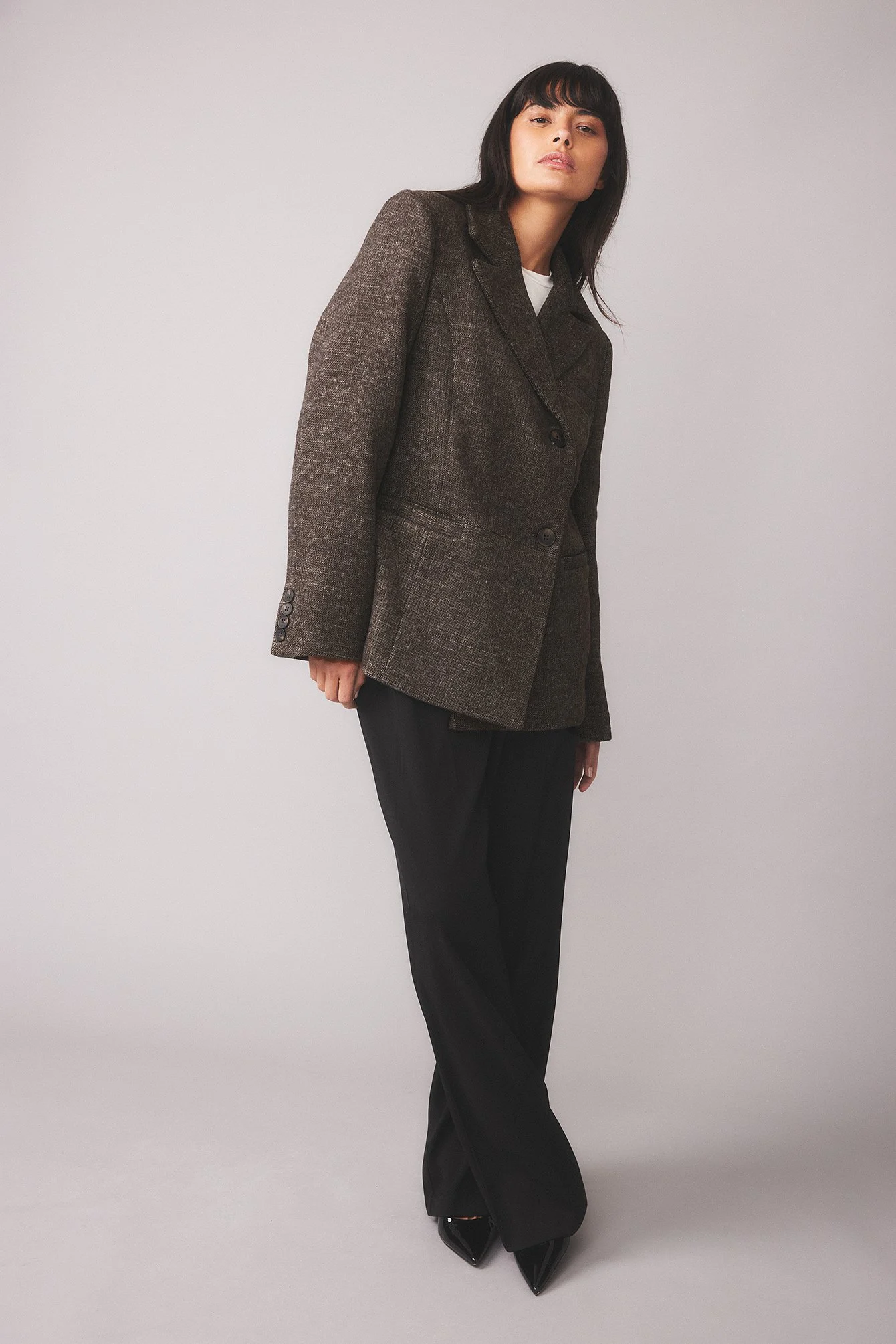 Oversized-Blazerjacke aus Wollmischung