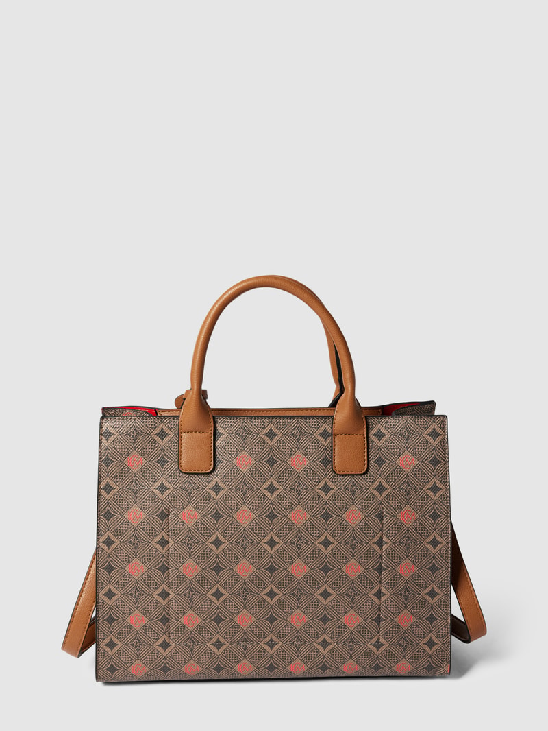 Handtasche mit Allover-Muster Modell 'Kiana' in mittelbraun