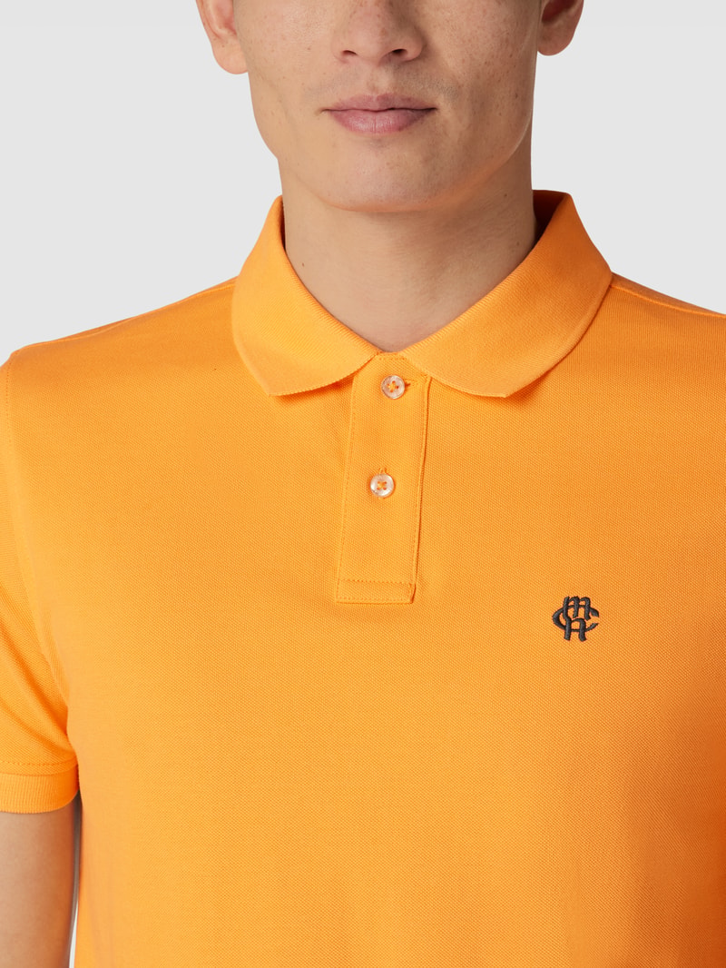 Poloshirt mit Logo-Stitching in lachs