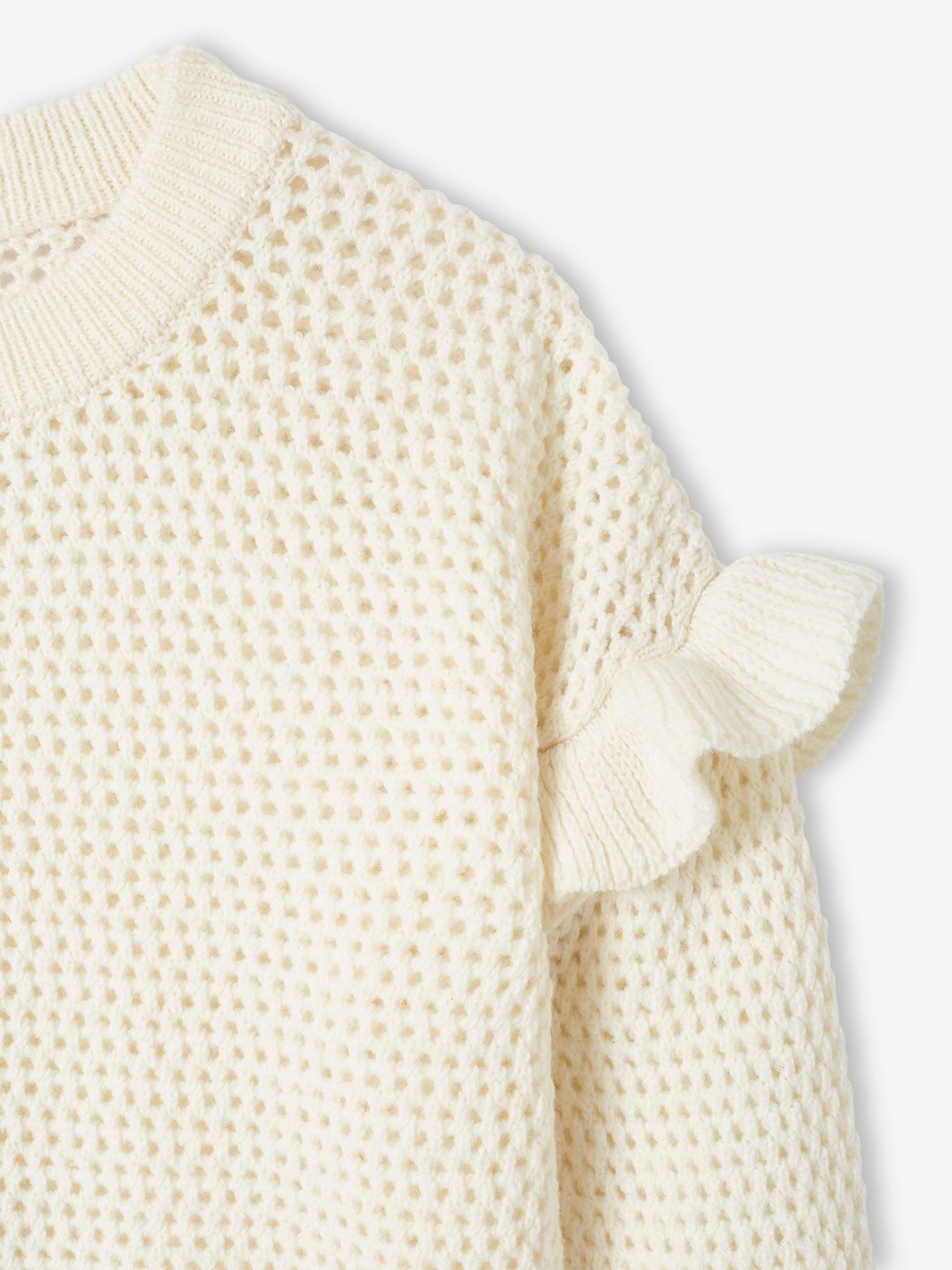 Vertbaudet Mädchen Pullover mit Volants - vanille