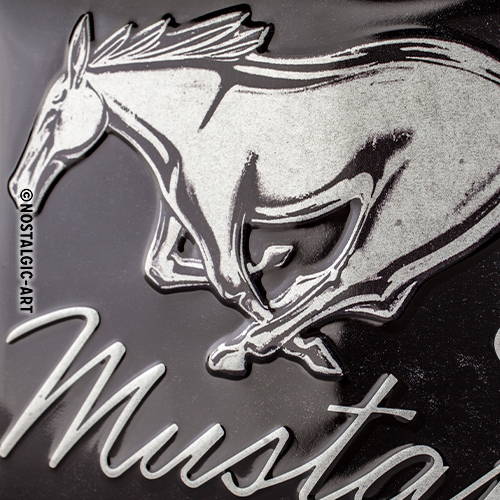 Nostalgic Art Retro Blechschild 20x30cm, Motiv "Ford Mustang - Logo Black", 1 Stück - ATU