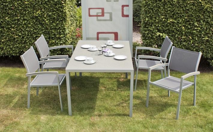 Garden Pleasure Harms Gruppe Grace 5tlg. / 1x Tisch / 4x Stapelstuhl