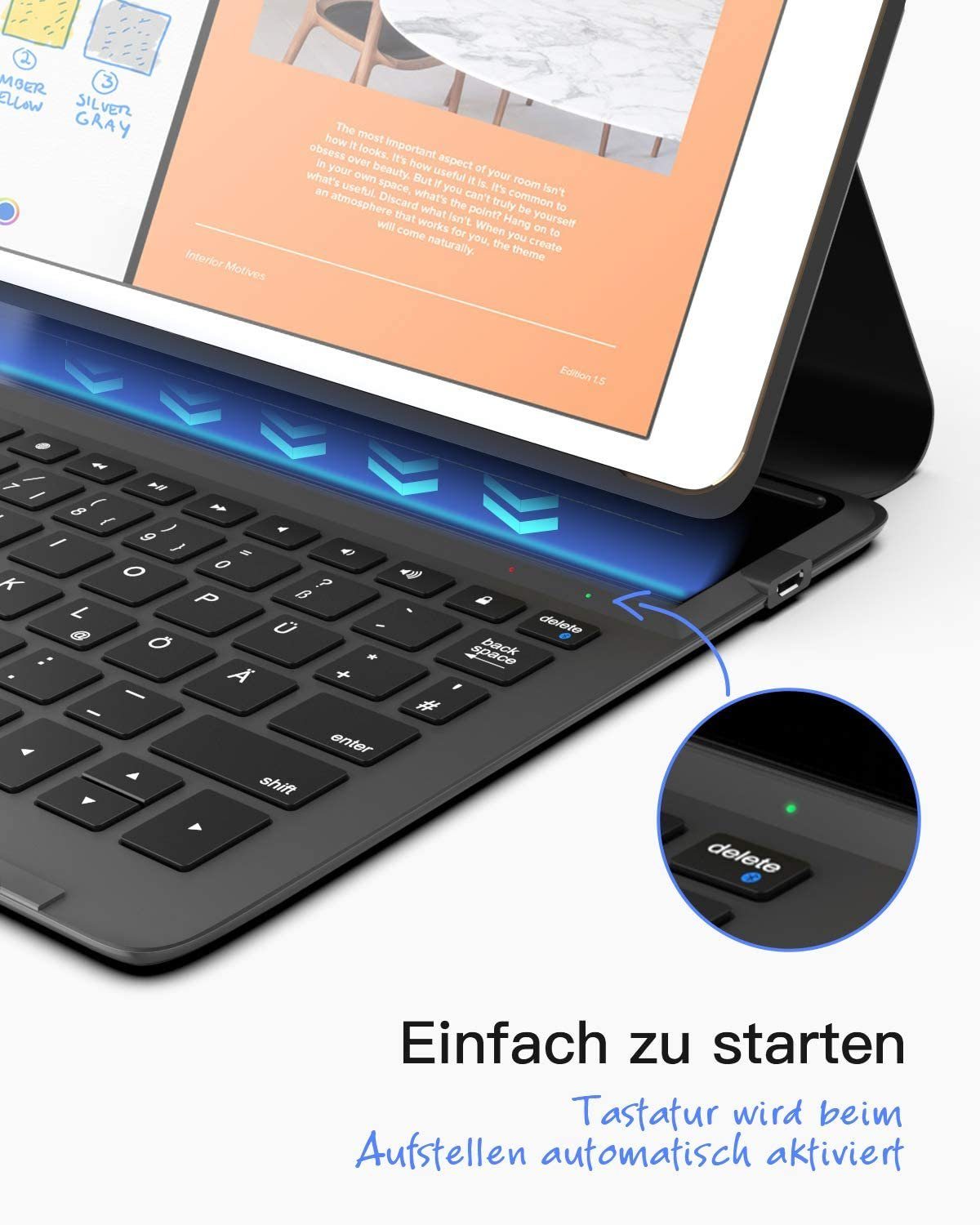 Inateck Ultraleichte Tastatur Hülle für 10,2 Zoll iPad 9/8/7 Gen iPad-Tastatur
