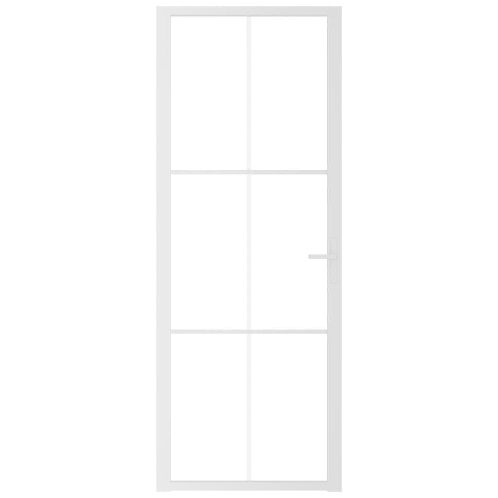 vidaXL Haustür Innentür 76x201,5 cm Weiß ESG-Glas und Aluminium (1-St)