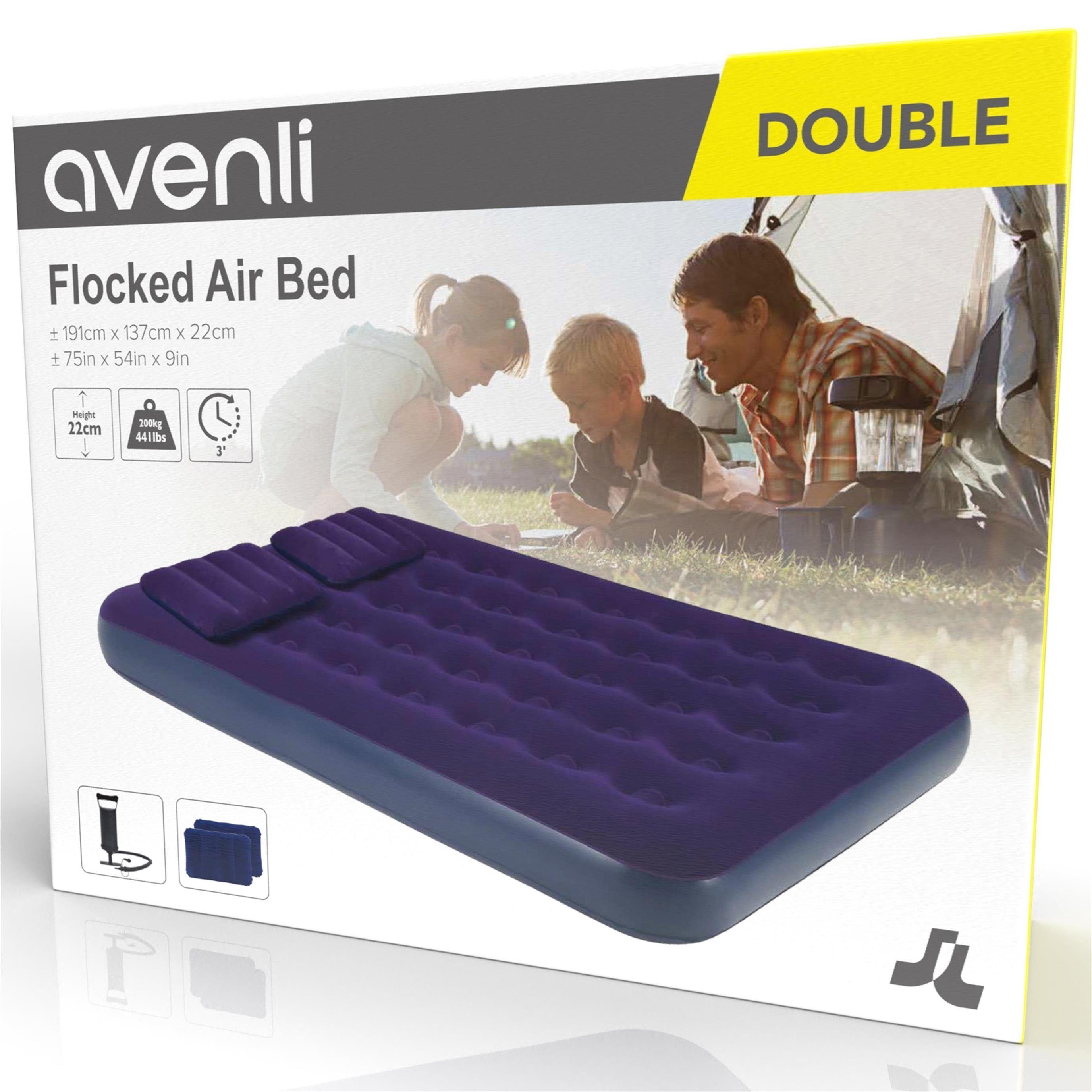 Avenli Luftbett Campingbett aufblasbar, (Luftmatratze für 2 Personen), Gästebett inklusive Luftpumpe und 2 Kissen
